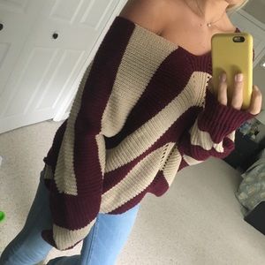 Red and cream stripped sweater